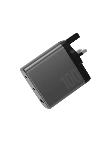 ENERGEA Ampcharge GaN100, 2 Port USB-C + 1 USB-A Wall Charger 100W - GUNMETAL