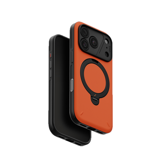 UNIQ HYBRID IPHONE 18 PRO ELIX WITH 360 ROTATING KICKSTAND - VOLT ORANGE