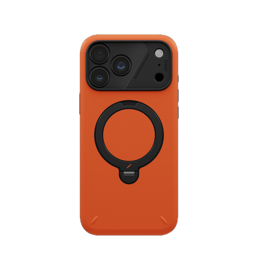 UNIQ HYBRID IPHONE 18 PRO MAX ELIX WITH 360 ROTATING KICKSTAND - VOLT ORANGE