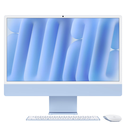 Front display angle of the 24-inch iMac Retina 4.5K M4 8-core CPU 256GB Blue at Tradeline.