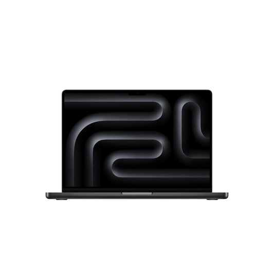 Front view of the 14-inch MacBook Pro space black at Tradeline.