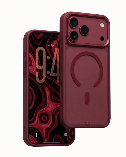 infyty MODO Frosted Soft Touch Case with Metallic Accents for iPhone 18 Pro Max - Burgundy