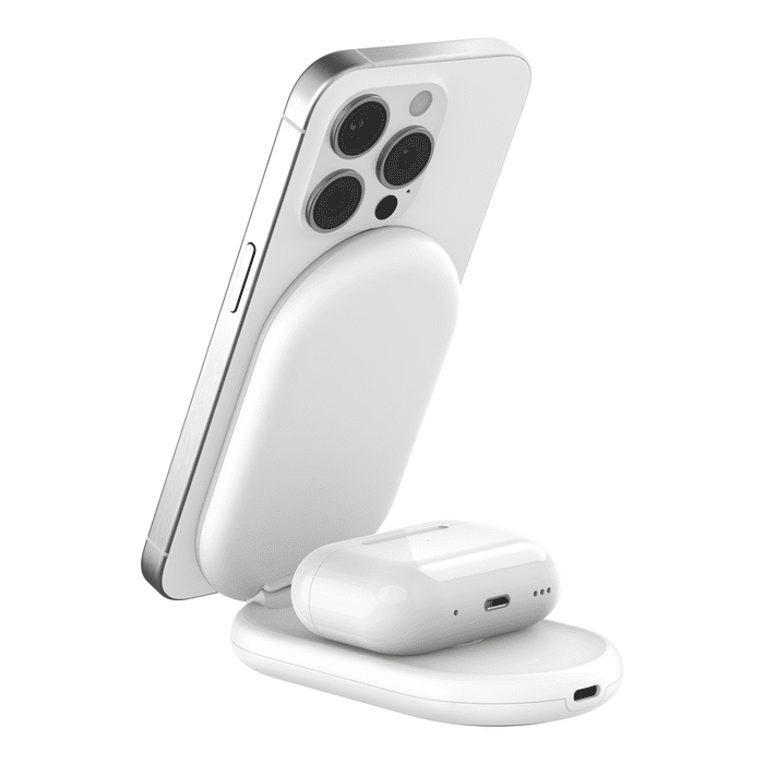 Belkin BoostCharge 2in1 Wireless Charging Stand with Magnetic Qi2 15W - White