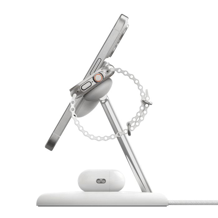 Belkin BoostCharge Pro 3-in-1 Magnetic Charging Stand with Qi2 Fast Wireless Charging 15W - White