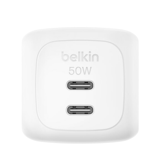 Belkin BoostCharge Pro 2-Port USB-C GaN Charger 50W - White