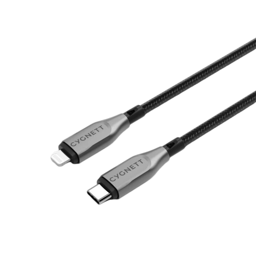 كابل Cygnett Armoured من Lightning إلى USB-C بطول 2 متر - أسود