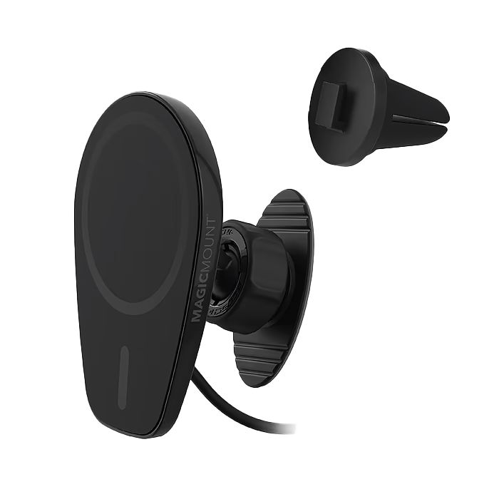 شاحن هاتف Scosche MagicMount Charge للوحة القيادة/فتحة التهوية - أسود