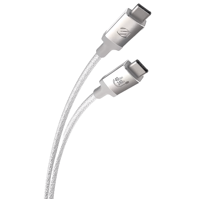 كابل Scosche StrikeLine USB4 عالي الأداء مضفر للشحن والمزامنة بطول 4 أقدام (1.2 متر) - أبيض