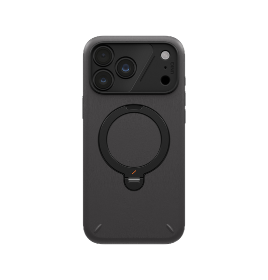 UNIQ HYBRID IPHONE 18 PRO MAX ELIX WITH 360 ROTATING KICKSTAND - CHARCOAL GREY