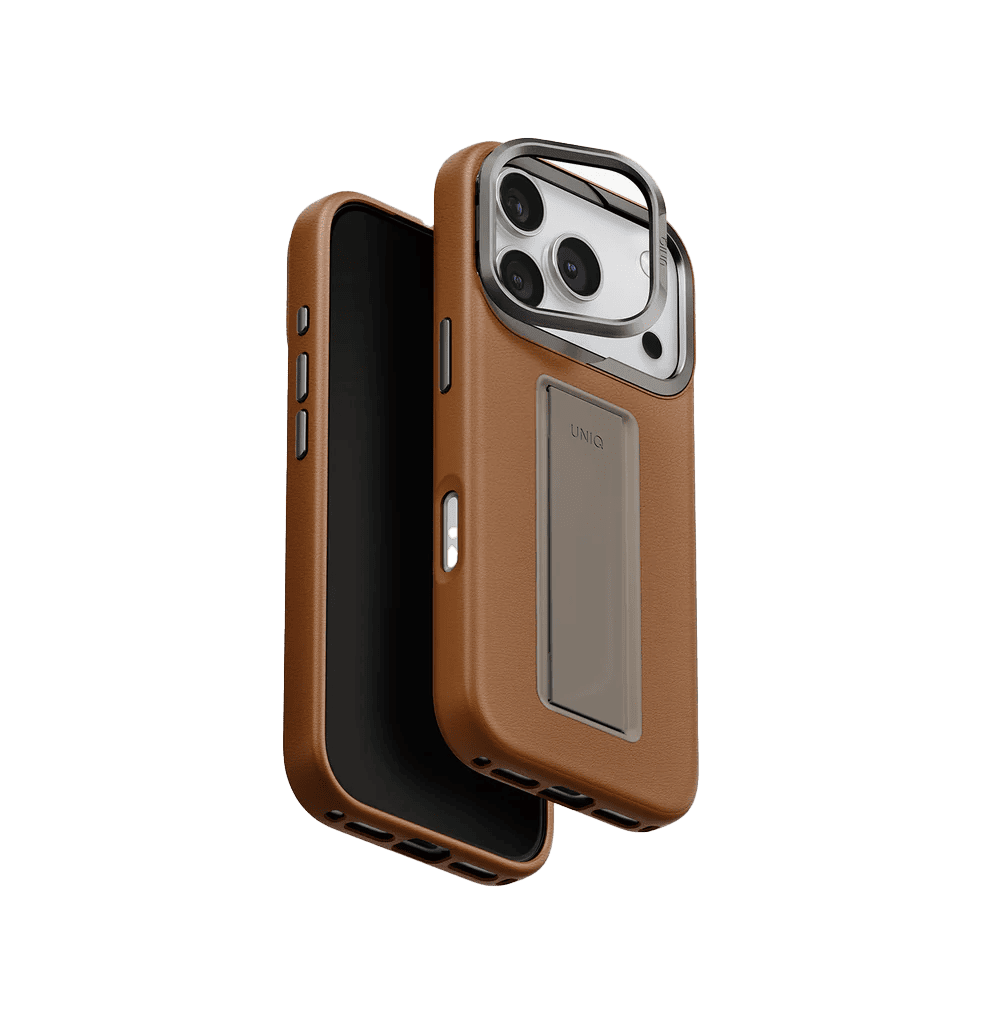 جراب UniQ Heldro Pro FlexGrip من الجلد الصناعي لهاتف iPhone 17 Pro Max - كراميل