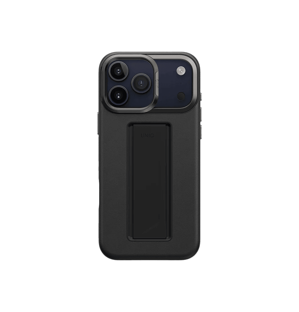 جراب UniQ Heldro Pro FlexGrip من الجلد الصناعي لهاتف iPhone 17 Pro Max - أسود