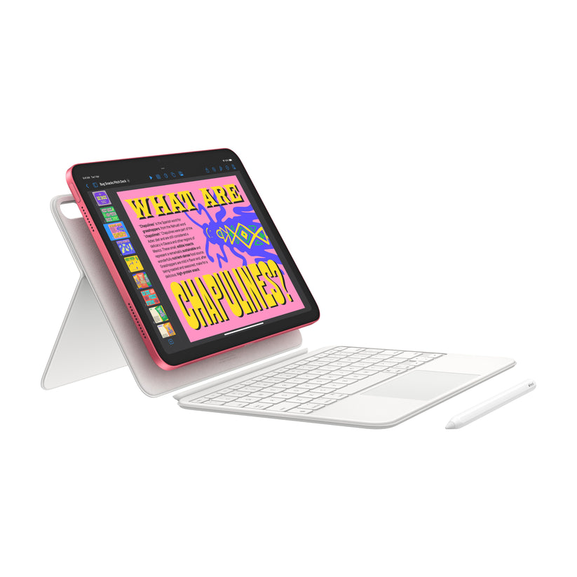 Apple iPad A16 Wi-Fi 128GB Silver connected with Magic Keyboard and Apple Pencil at Tradeline.