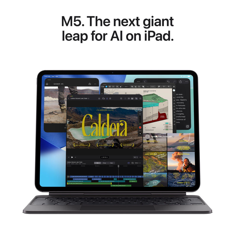 M5 chip AI processing power featured on Apple iPad Pro 13-inch Wi-Fi 2TB Nano-texture Space Black at Tradeline.