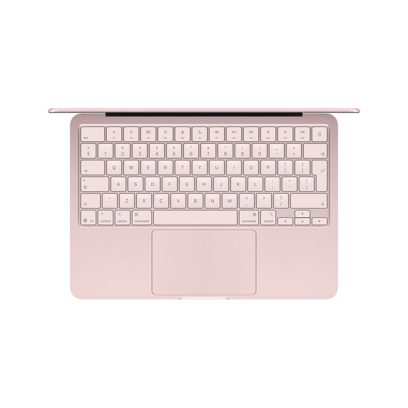 Overhead layout view of the Magic Keyboard on the 13-inch MacBook Neo 256GB Blush from Tradeline.