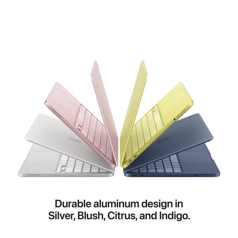 Four unique screen applications displayed on the 13-inch MacBook Neo A18 Pro 256GB Citrus at Tradeline Egypt.