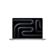 Open front view display of the 14-inch MacBook Pro M5 10-core CPU 1TB Silver available at Tradeline.