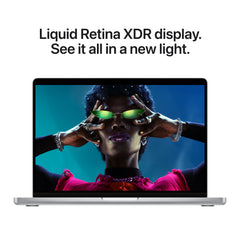 Display view of the ultra-sharp Liquid Retina XDR screen on 14-inch MacBook Pro M5 1TB Silver at Tradeline.