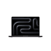 Open front display perspective of the 14-inch MacBook Pro M5 10-core CPU 1TB Space Black at Tradeline.