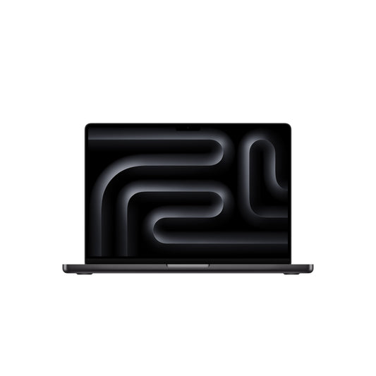 Front display perspective of the 14-inch MacBook Pro M5 10-core CPU 512GB Space Black at Tradeline.