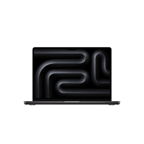 Front view of the 14-inch MacBook Pro space black at Tradeline.