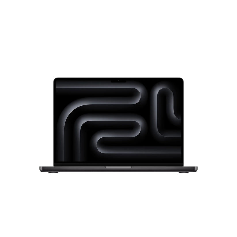 Front view of the 14-inch MacBook Pro space black at Tradeline.