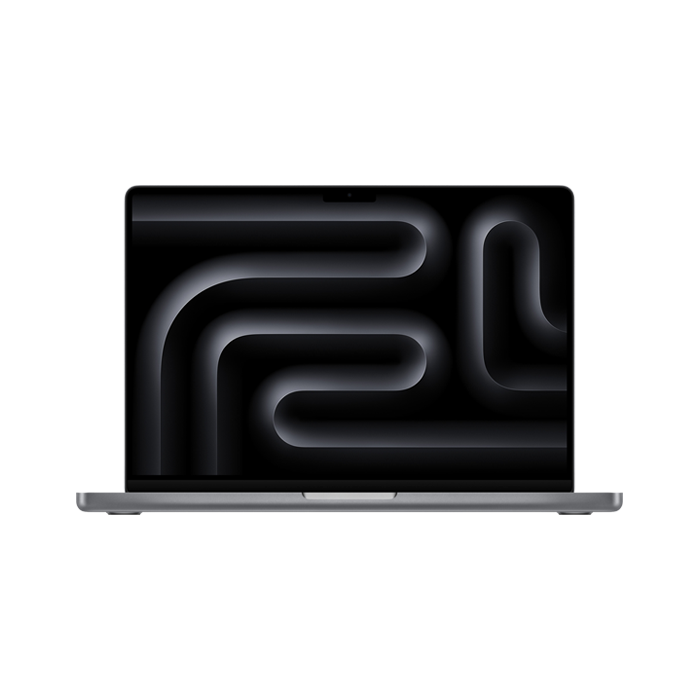 Front display view of the 16-inch MacBook Pro M5 Max 18-core CPU 32-core GPU 2TB Space Black at Tradeline.