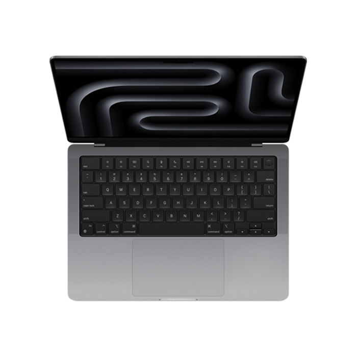 Top-down view of the Magic Keyboard on the 16-inch MacBook Pro M5 Pro 1TB Space Black from Tradeline.
