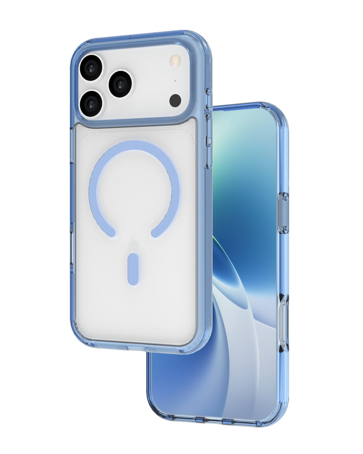 infyty GLOVIO Clear Case with Colored Edges for iPhone 18 Pro - Light Blue