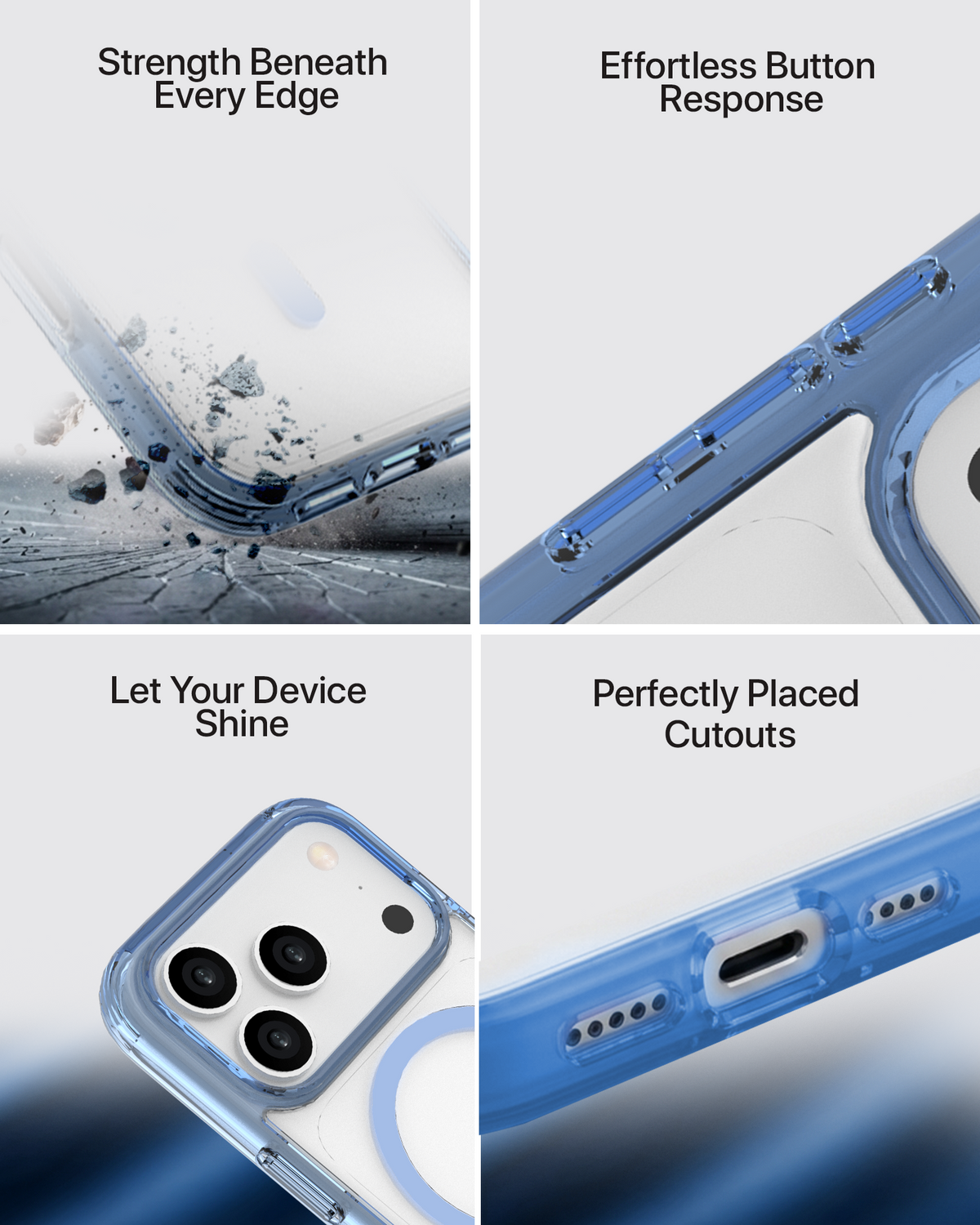 infyty GLOVIO Clear Case with Colored Edges for iPhone 18 Pro - Light Blue