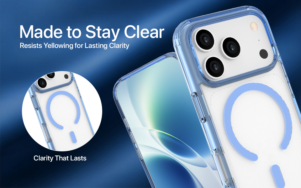infyty GLOVIO Clear Case with Colored Edges for iPhone 18 Pro - Light Blue