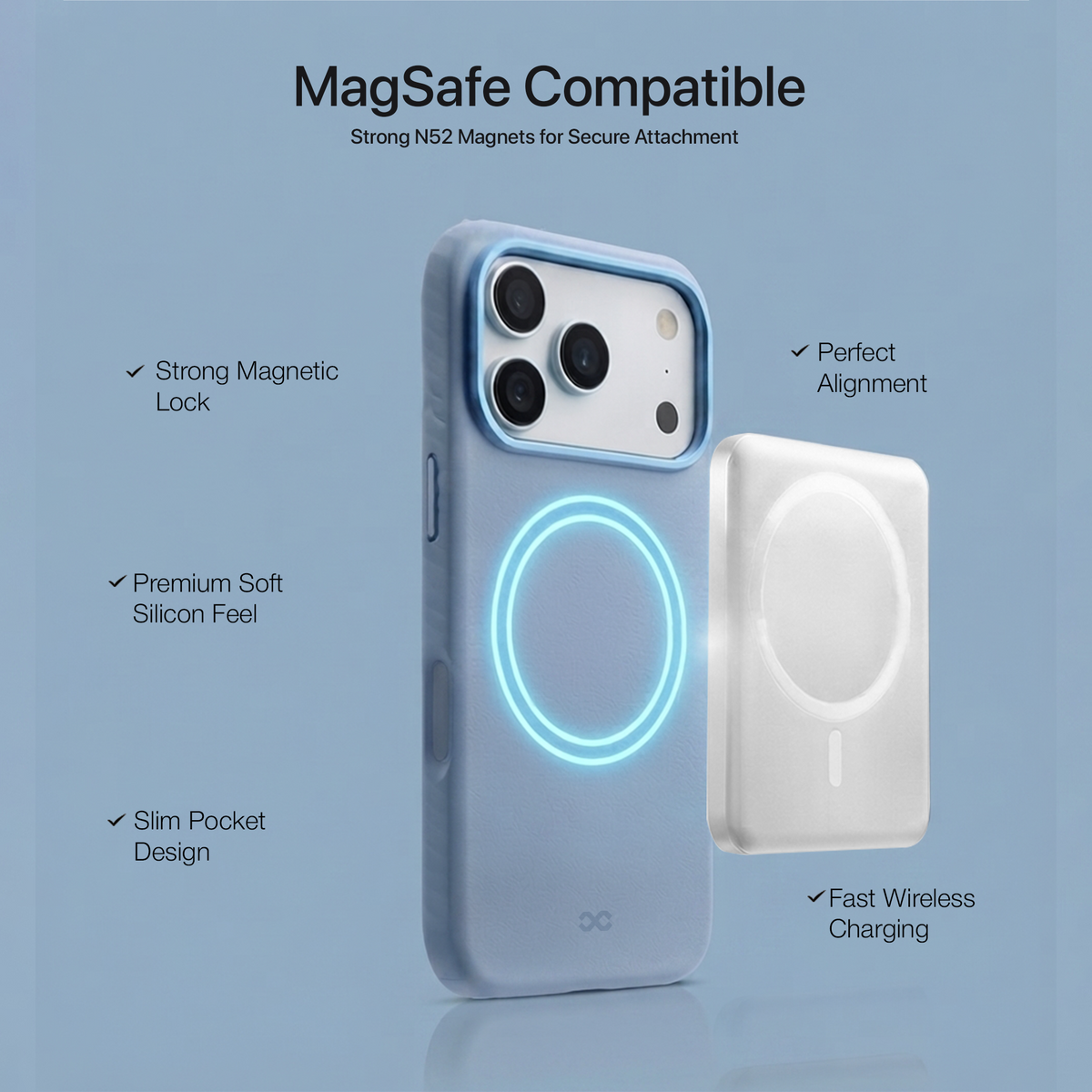 infyty LAVIO Premium Soft Silicone Case for iPhone 18 Pro - Light Blue