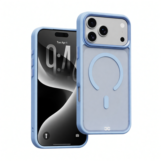 infyty MODO Frosted Soft Touch Case with Metallic Accents for iPhone 18 Pro - Light Blue