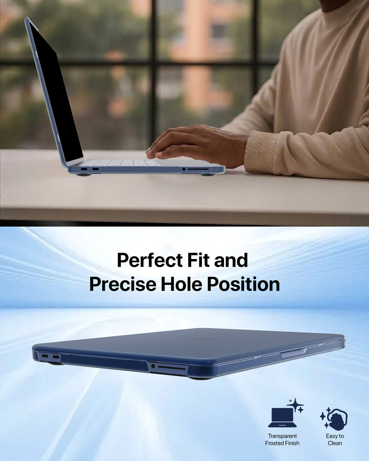 infyty NEONIX Rigid Frosted Shell Case for MacBook Neo - Deep Navy