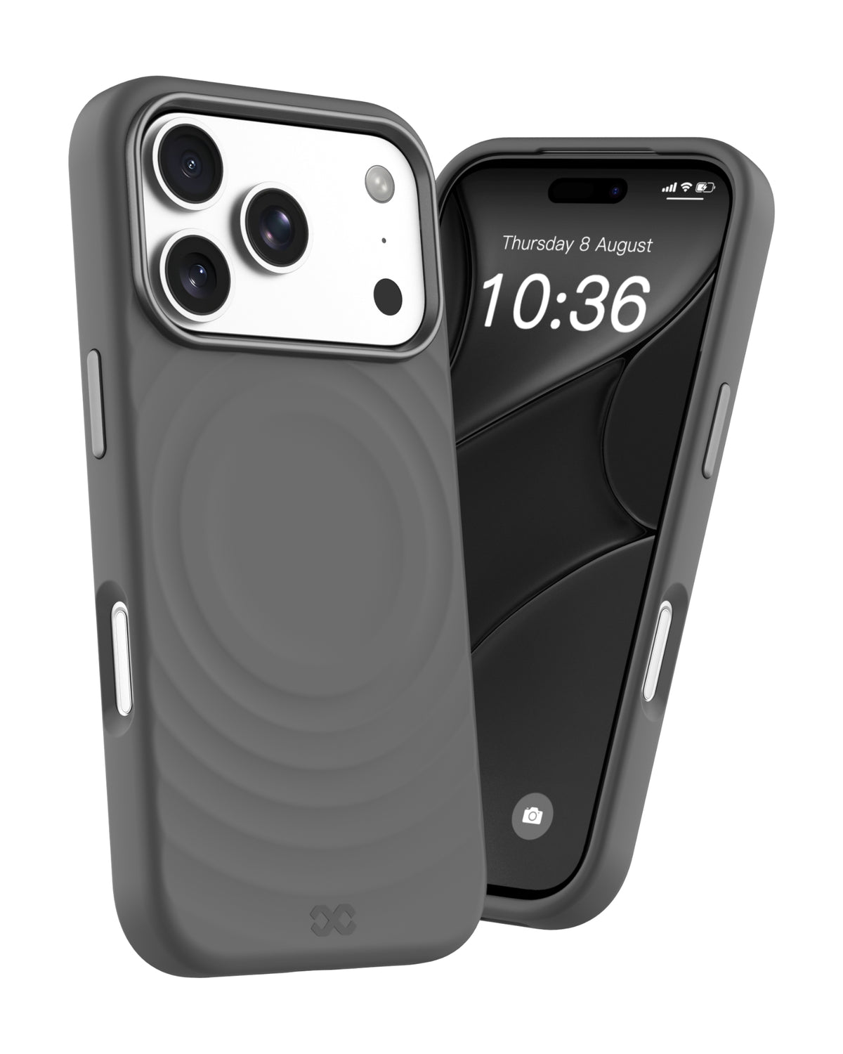 infyty QUIVERX Soft Silicone Ripple Case with Metallic Accents for iPhone 18 Pro - Dark Grey