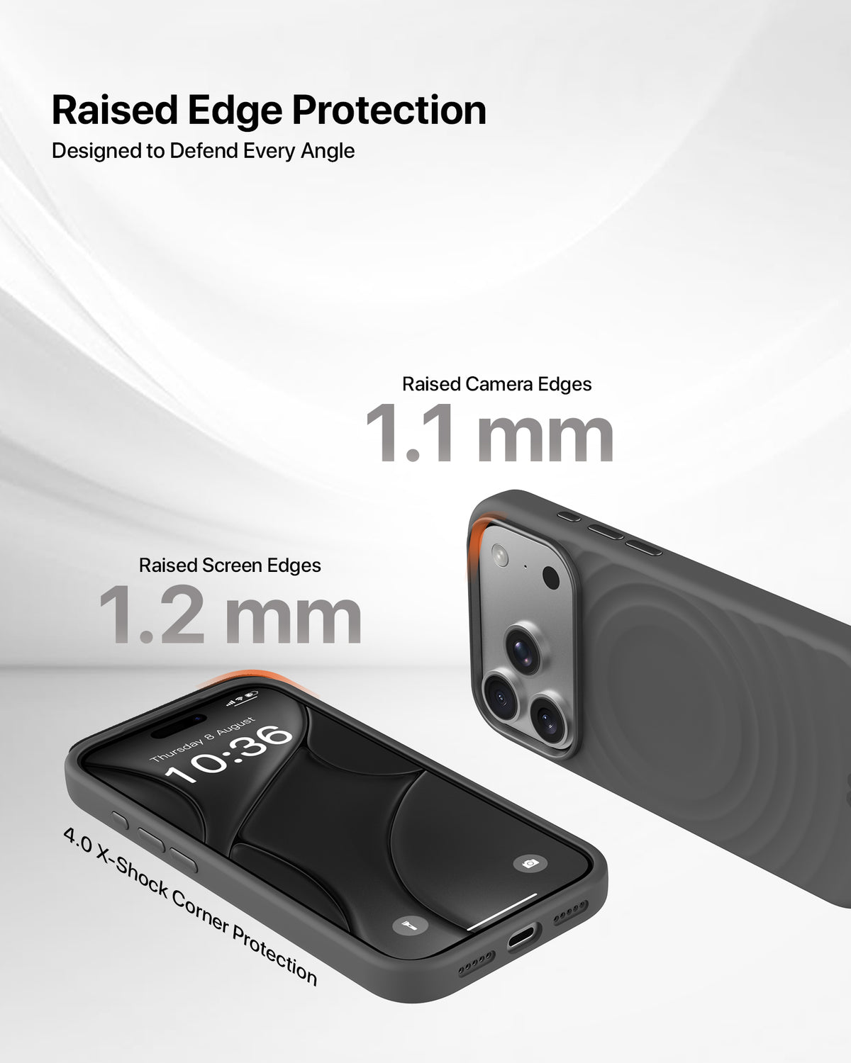 infyty QUIVERX Soft Silicone Ripple Case with Metallic Accents for iPhone 18 Pro Max - Dark Grey