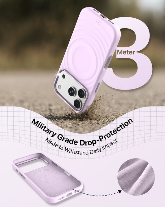 infyty QUIVERX Soft Silicone Ripple Case with Metallic Accents for iPhone 18 Pro Max - Lavender