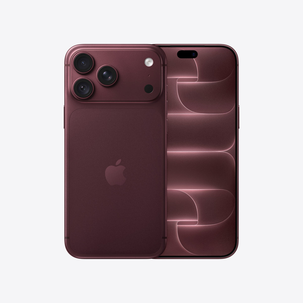 Front and back view display of the iPhone 18 Pro Max 1TB Burgundy available at Tradeline.