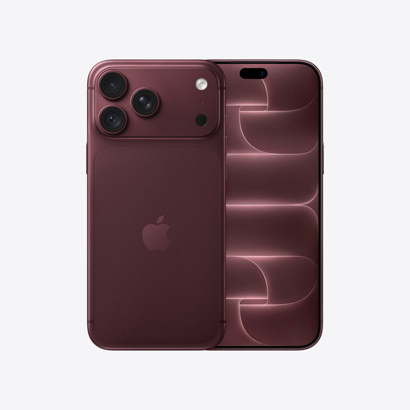 Front and back view display of the iPhone 18 Pro Max 1TB Burgundy available at Tradeline.