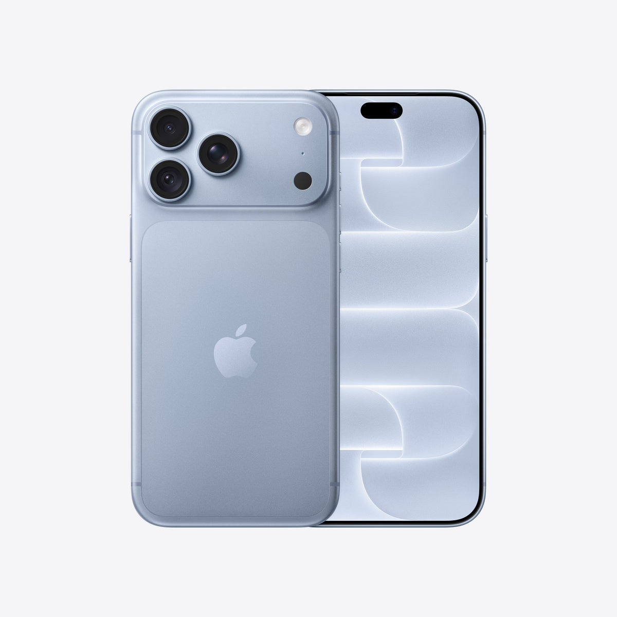 Front and back view display of the iPhone 18 Pro Max 1TB Glacier available at Tradeline.