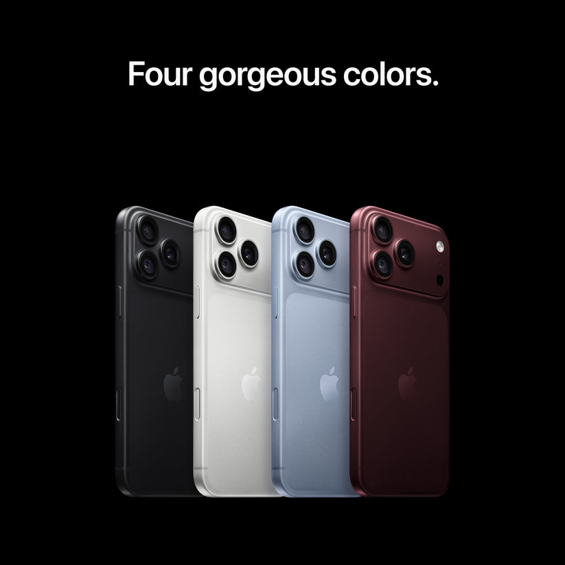 Four colors lineup showcasing the iPhone 18 Pro Max 256GB Black edition from Tradeline.