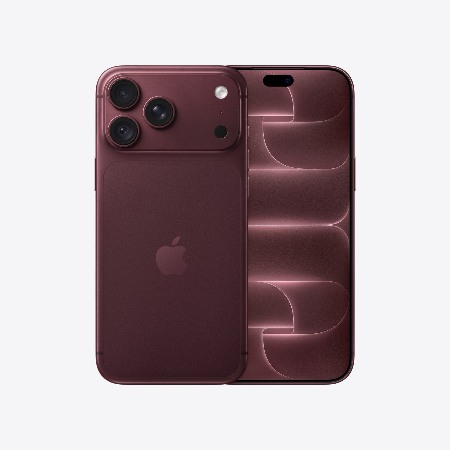 Front and back view display of the iPhone 18 Pro Max 2TB Burgundy available at Tradeline.