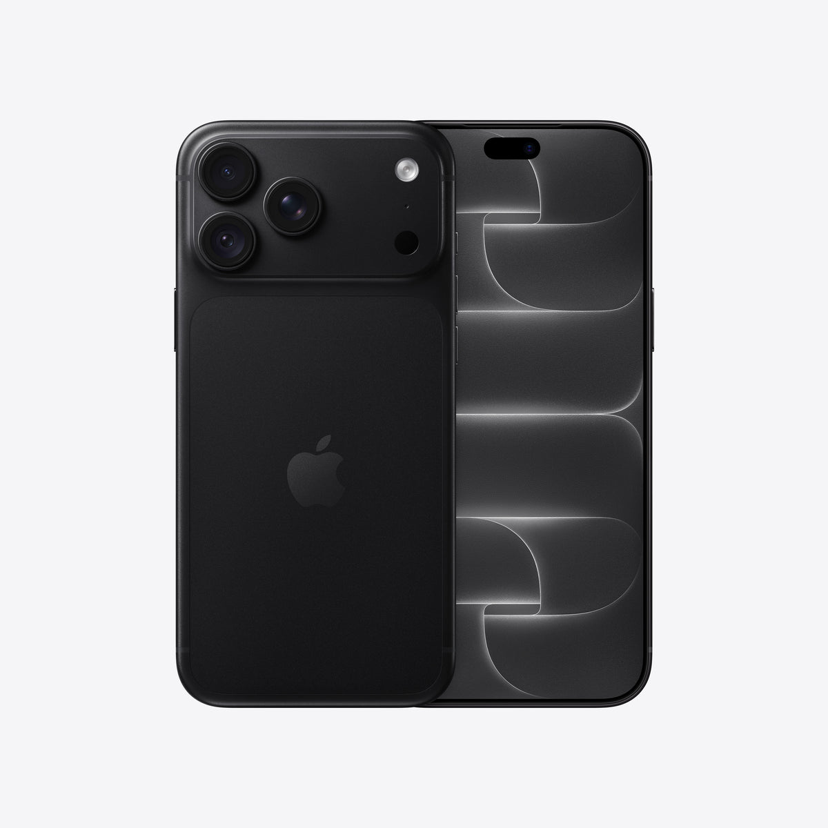 Front and back view display of the iPhone 18 Pro Max 512GB Black available at Tradeline.