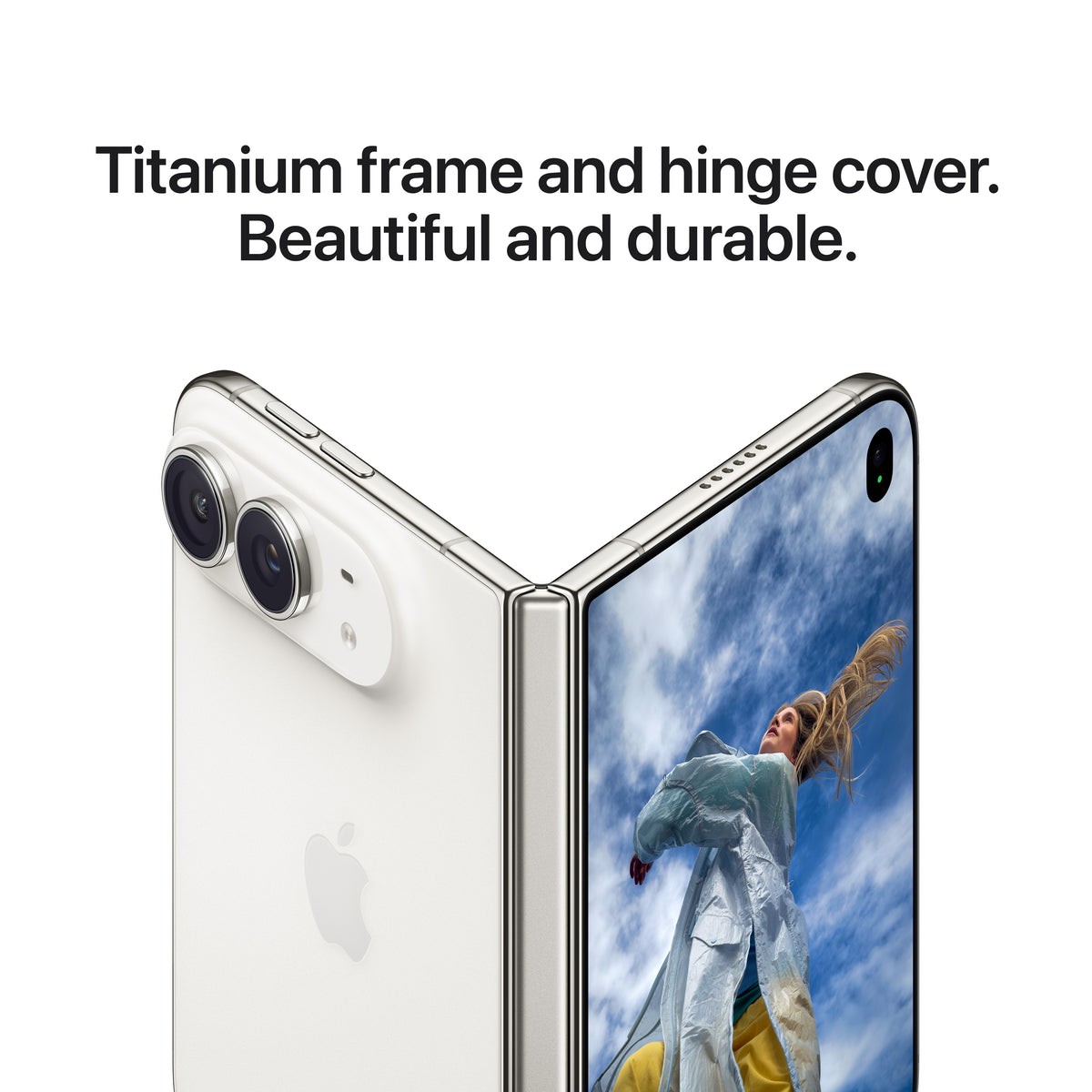 Titanium frame and hinge cover providing beautiful durability on the iPhone Duo 1TB Night Sky.
