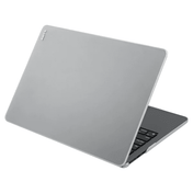 Quarterly open view of the form-fitting translucent LAUT HUEX case for MacBook Air 15-inch 2023 in Frost clear edition at Tradeline.