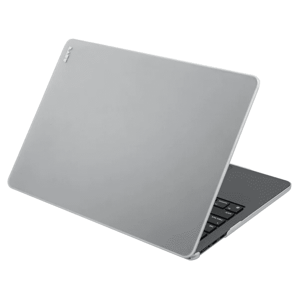 Quarterly open view displaying the scratch-resistant LAUT HUEX case for MacBook Pro 14-inch 2023/2021 in Frost available at Tradeline.